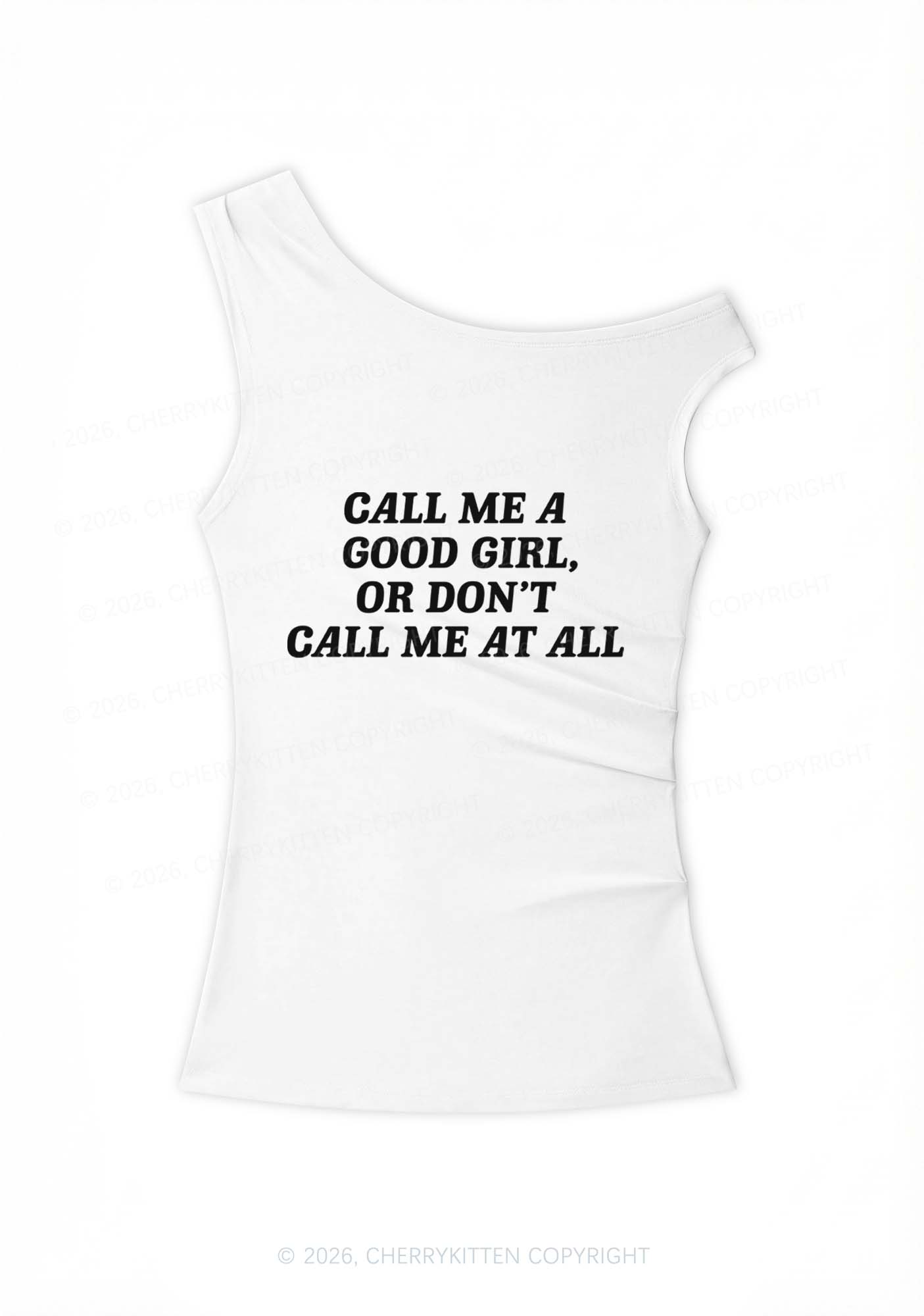 Call Me Good Girl Y2K Off Shoulder Tank Top Cherrykitten