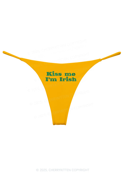 Glitter Kiss Me St Patricks Y2K Bikini String Thong Cherrykitten