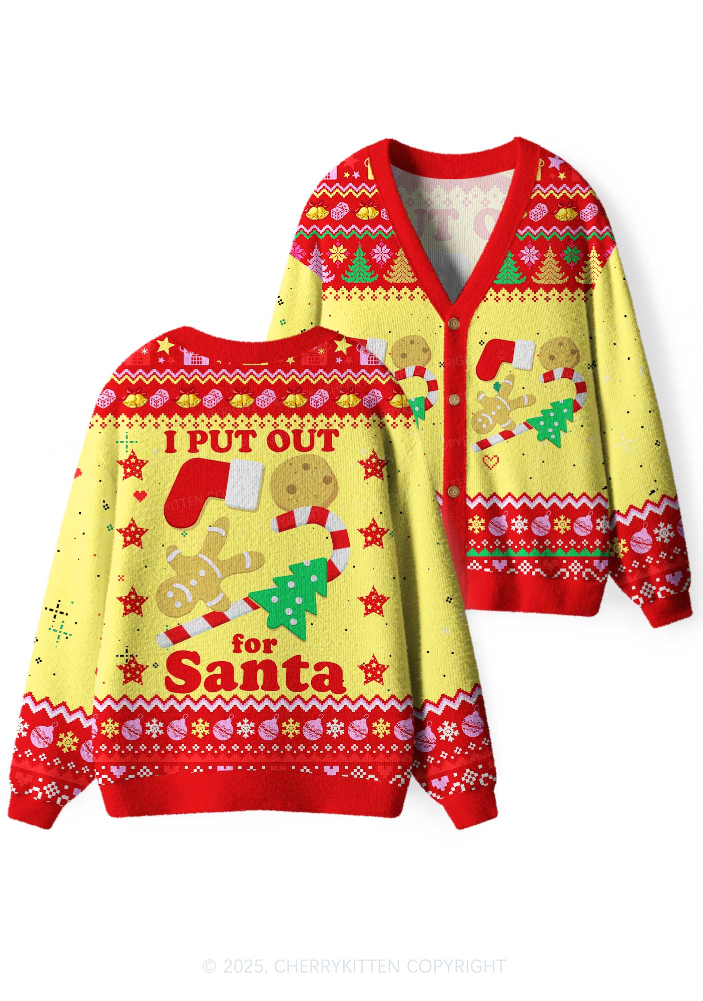 Put Out For Santa Y2K Christmas Cardigan Knit Sweatshirt Cherrykitten