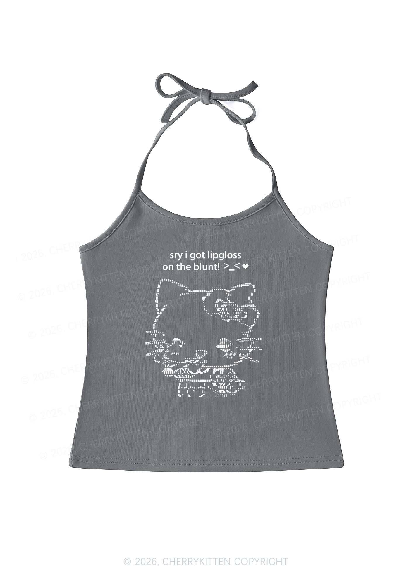 Sorry About Lipgloss Y2K Halter Neck Cami Cherrykitten