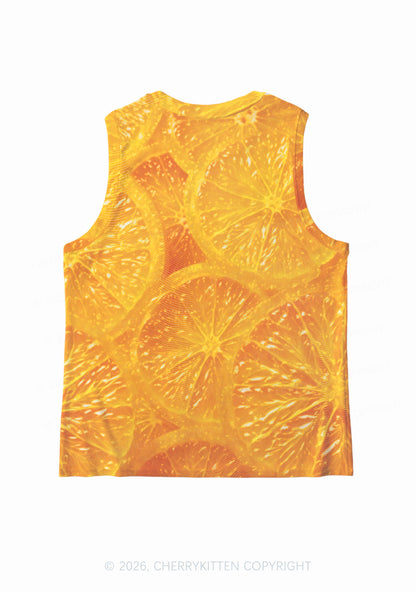 Orange Slice Y2K Mesh Muscle Tank Cherrykitten