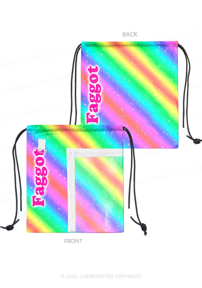 Rainbow Slide Faggot Pride Y2K Drawstring Itabag Backpack Cherrykitten