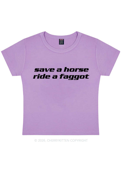 Save Horse Ride Faggot Pride Y2K Baby Tee Cherrykitten