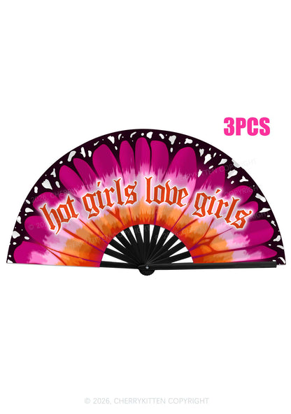 Hot Girls Love Girls Pride Y2K Rave Hand Fan Cherrykitten
