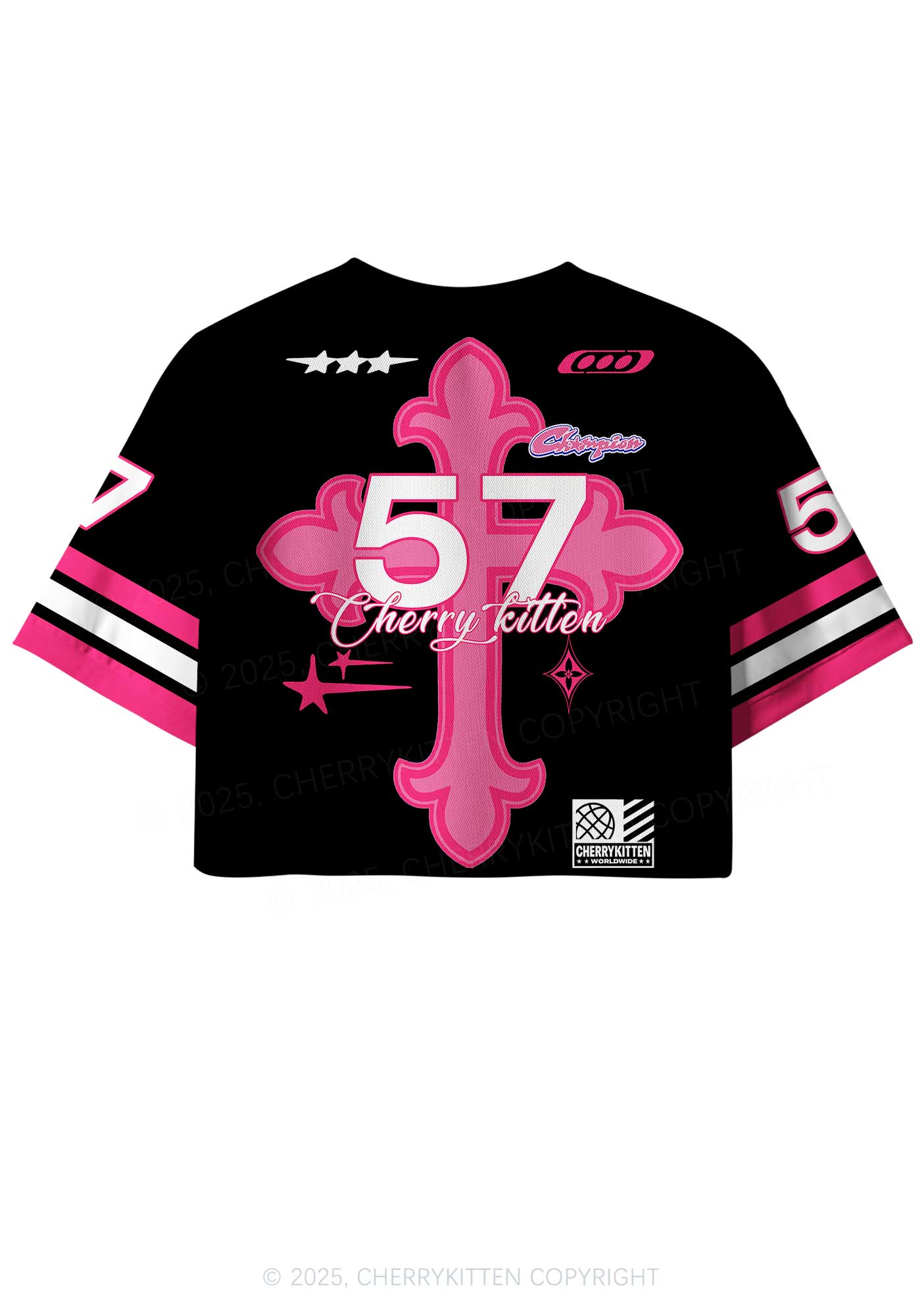 Custom Pink Cross Y2K Crop Sport Jersey Shirts Cherrykitten