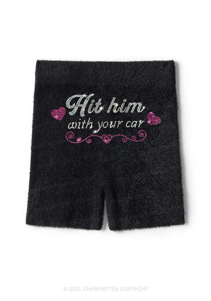 Rhinestone Hit Him Y2K Fluffy Shorts Cherrykitten