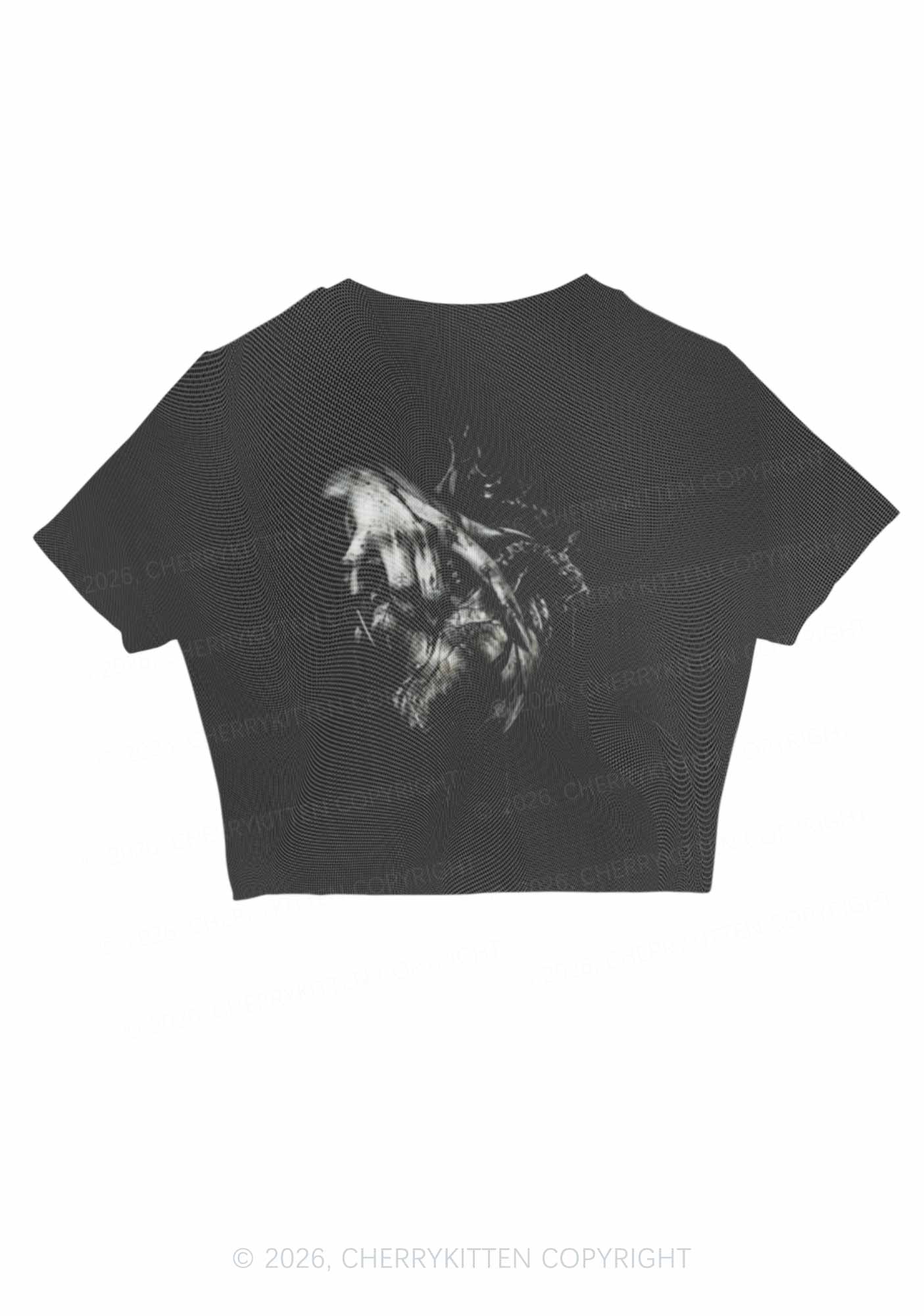 Halloween Monster Hand Bleeding Heart Y2K Mesh Crop Top Cherrykitten