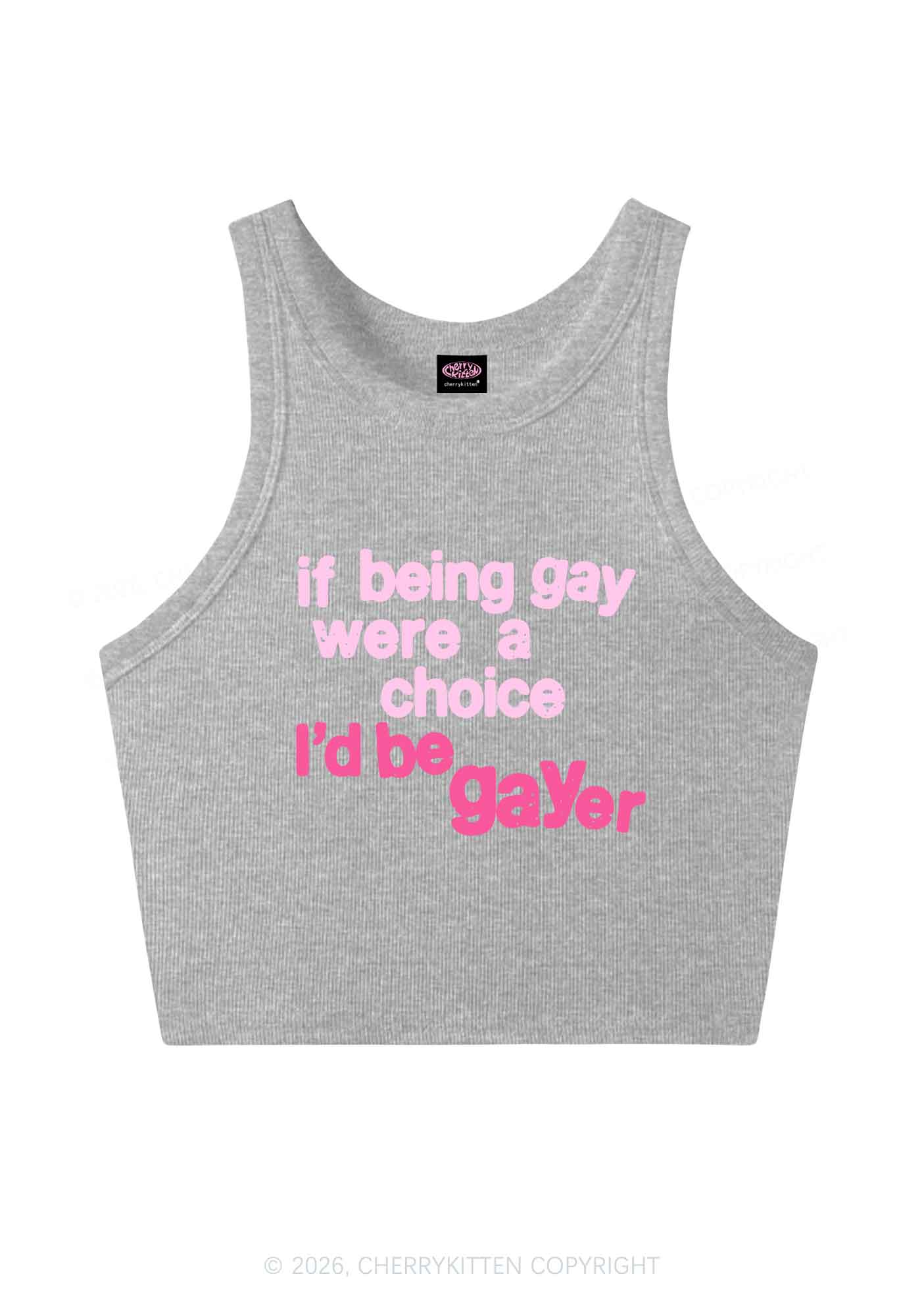 I Would Be Gayer Pride Y2K Crop Tank Top Cherrykitten