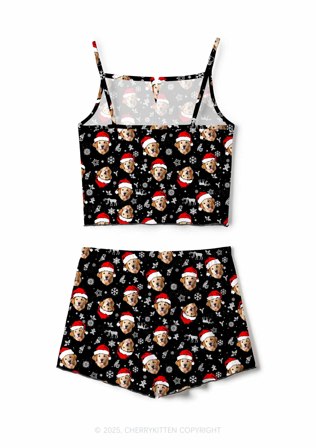 Custom Dog Face Y2K Print Cami Shorts Pajama Set Cherrykitten