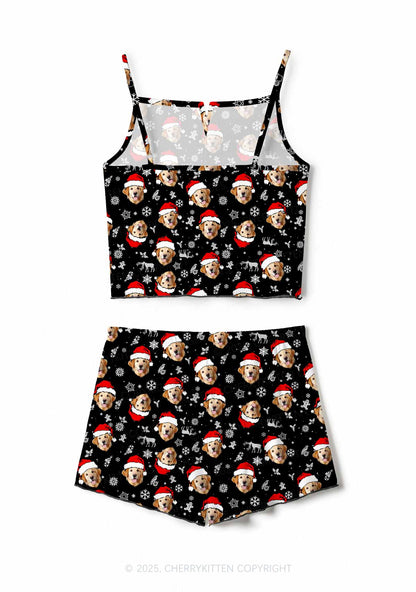 Custom Dog Face Y2K Print Cami Shorts Pajama Set Cherrykitten