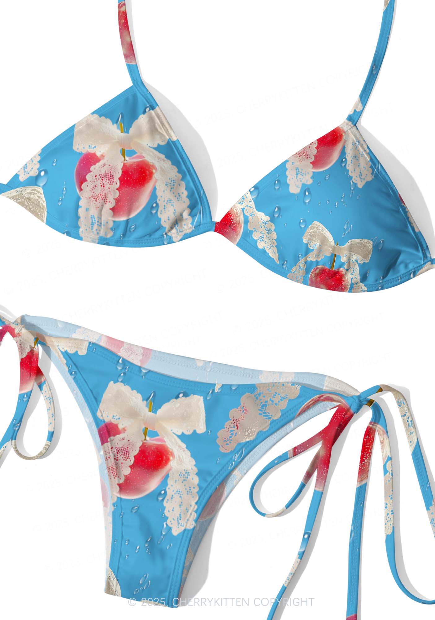 Lace Cherry Y2K Print Bikini Set Cherrykitten