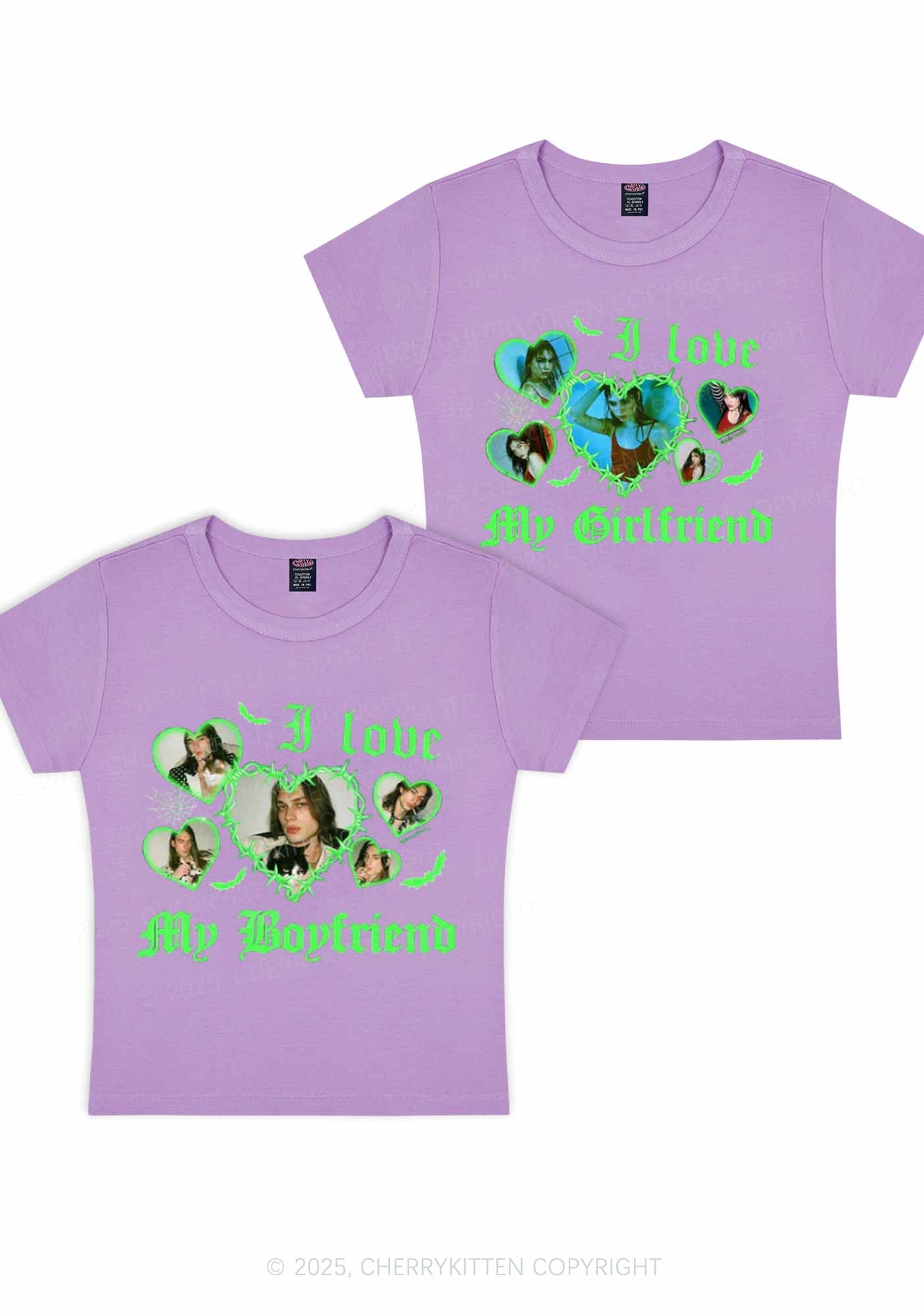 Custom Gothic GF BF Photos Y2K Valentine's Day Baby Tee Cherrykitten