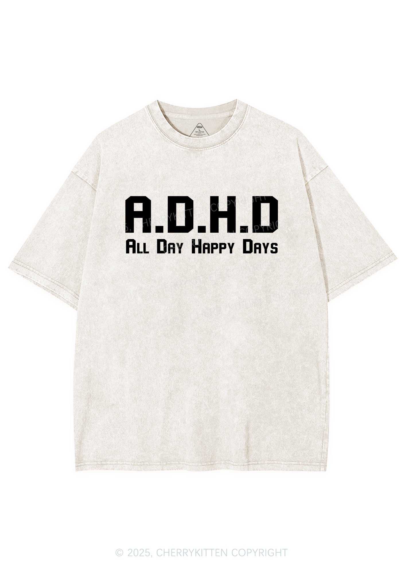 All Day Happy Days Y2K Shirts Washed Tee Cherrykitten