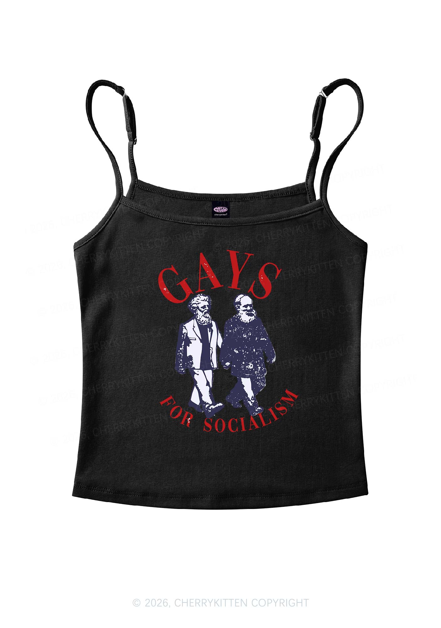 Gays For Socialism Pride Y2K Spaghetti Strap Cami Cherrykitten