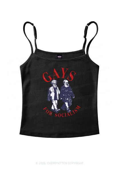 Gays For Socialism Pride Y2K Spaghetti Strap Cami Cherrykitten