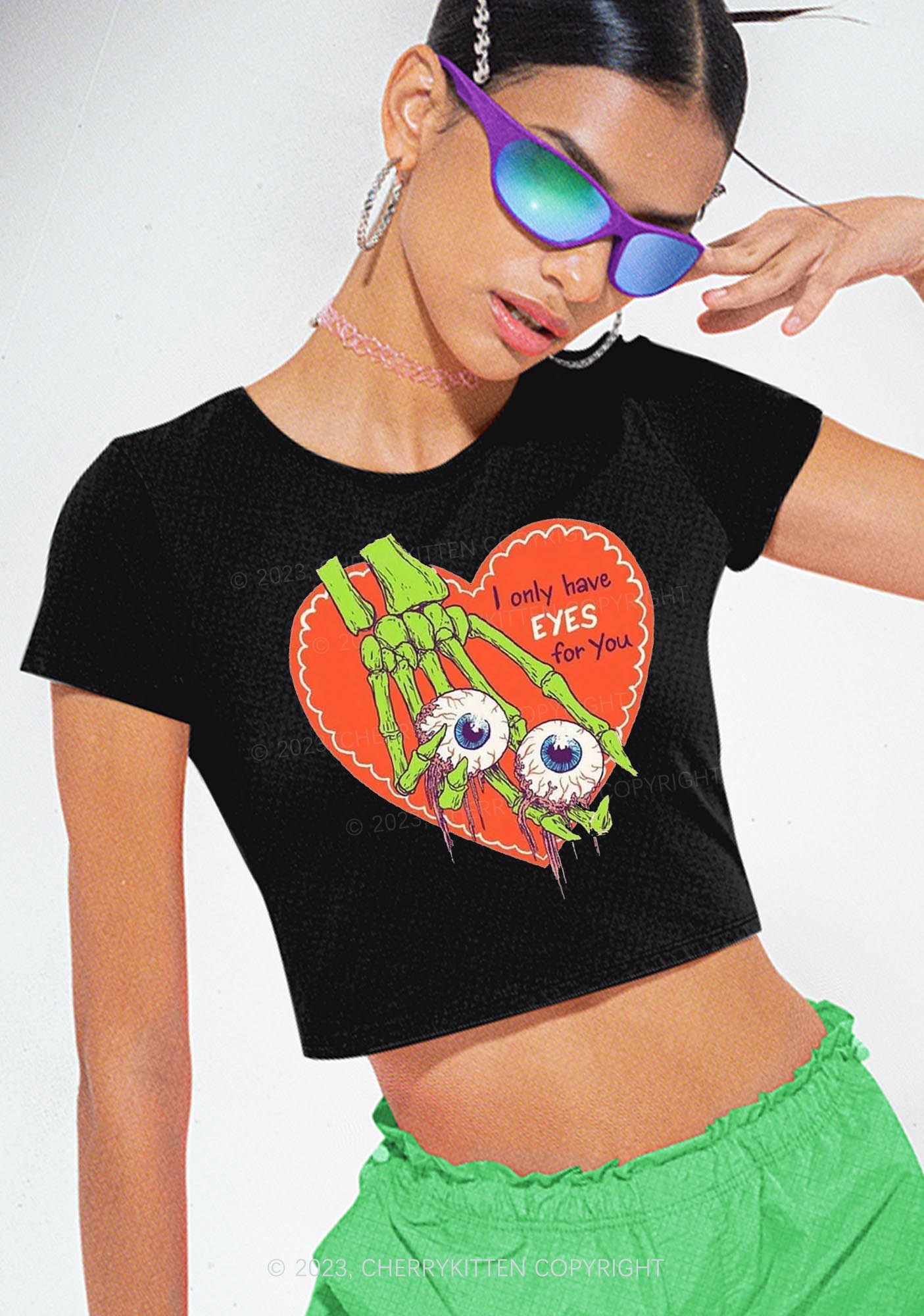 I Only Have Eyes For You Halloween Baby Tee Cherrykitten