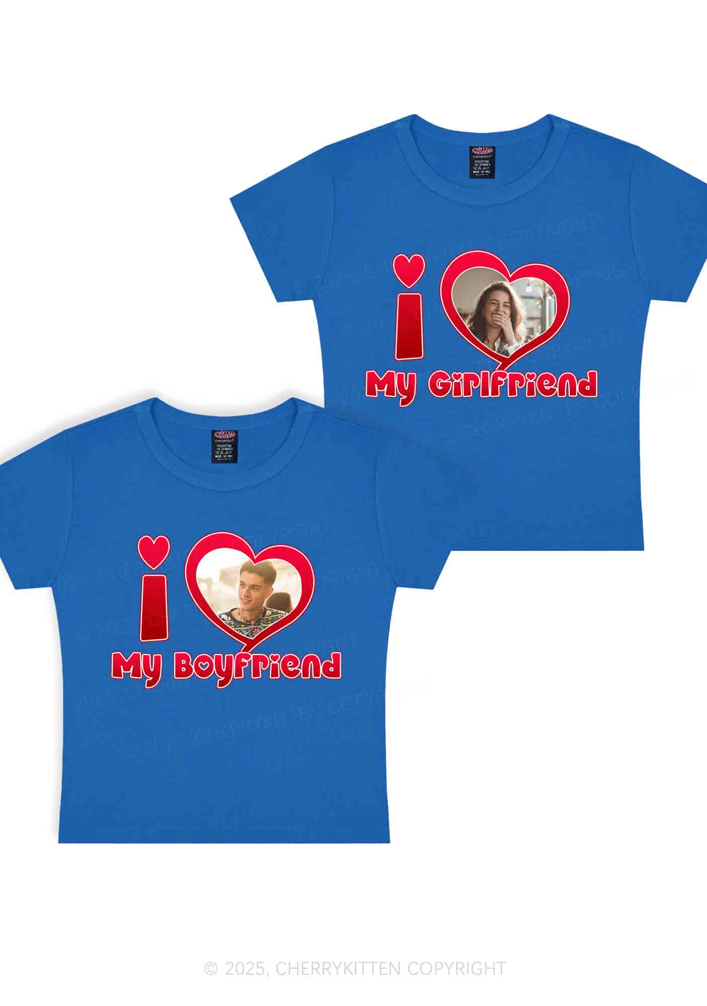 Custom BF GF Red Heart Y2K Valentine's Day Baby Tee Cherrykitten