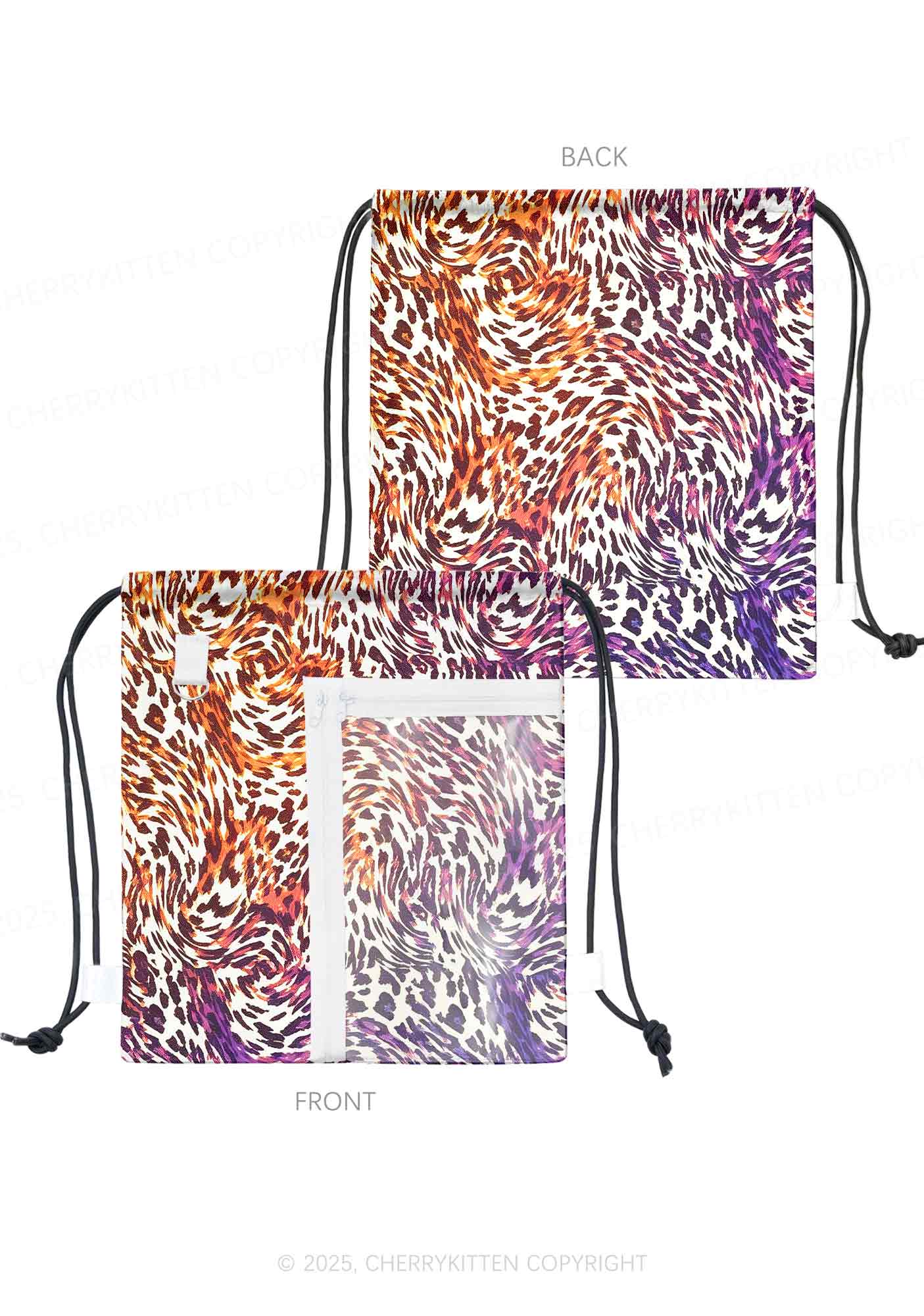 Lesbian Leopard Pride Y2K Drawstring Itabag Backpack Cherrykitten