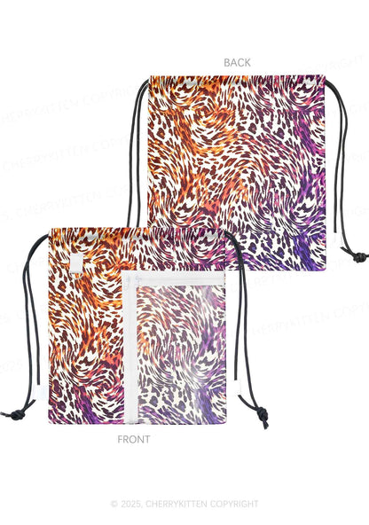 Lesbian Leopard Pride Y2K Drawstring Itabag Backpack Cherrykitten