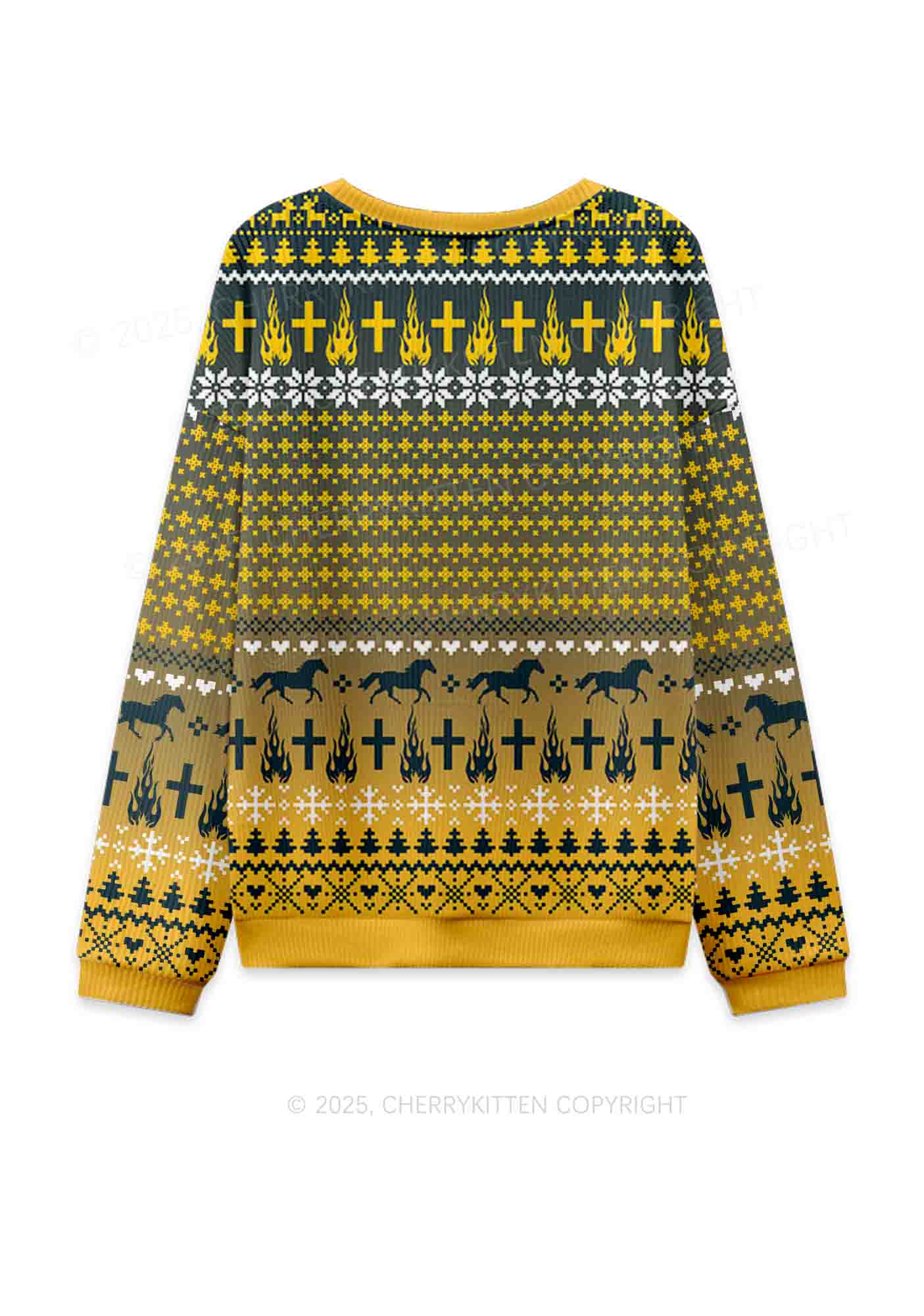 Yellow K Pony Y2K Knit Sweatshirt Cherrykitten