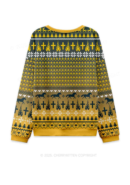 Yellow K Pony Y2K Knit Sweatshirt Cherrykitten