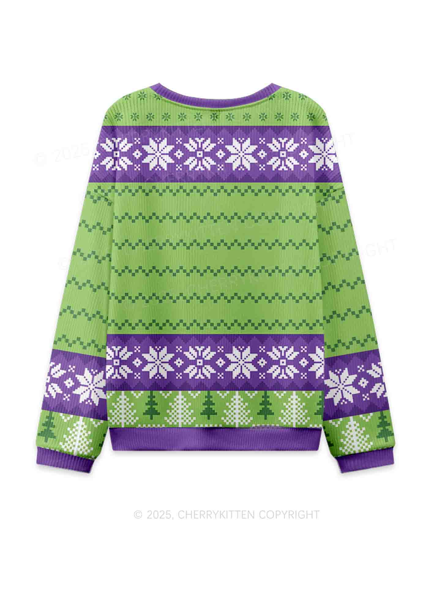 I Roll Blunts Y2K Christmas Knit Sweatshirt Cherrykitten