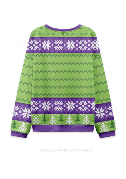 I Roll Blunts Y2K Christmas Knit Sweatshirt Cherrykitten