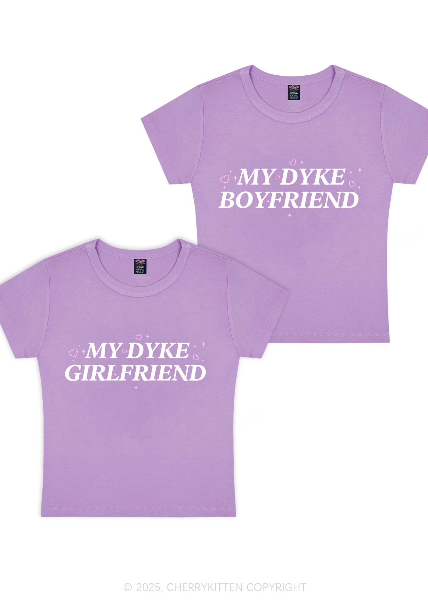 My Dyke BF GF Y2K Valentine's Day Baby Tee Cherrykitten