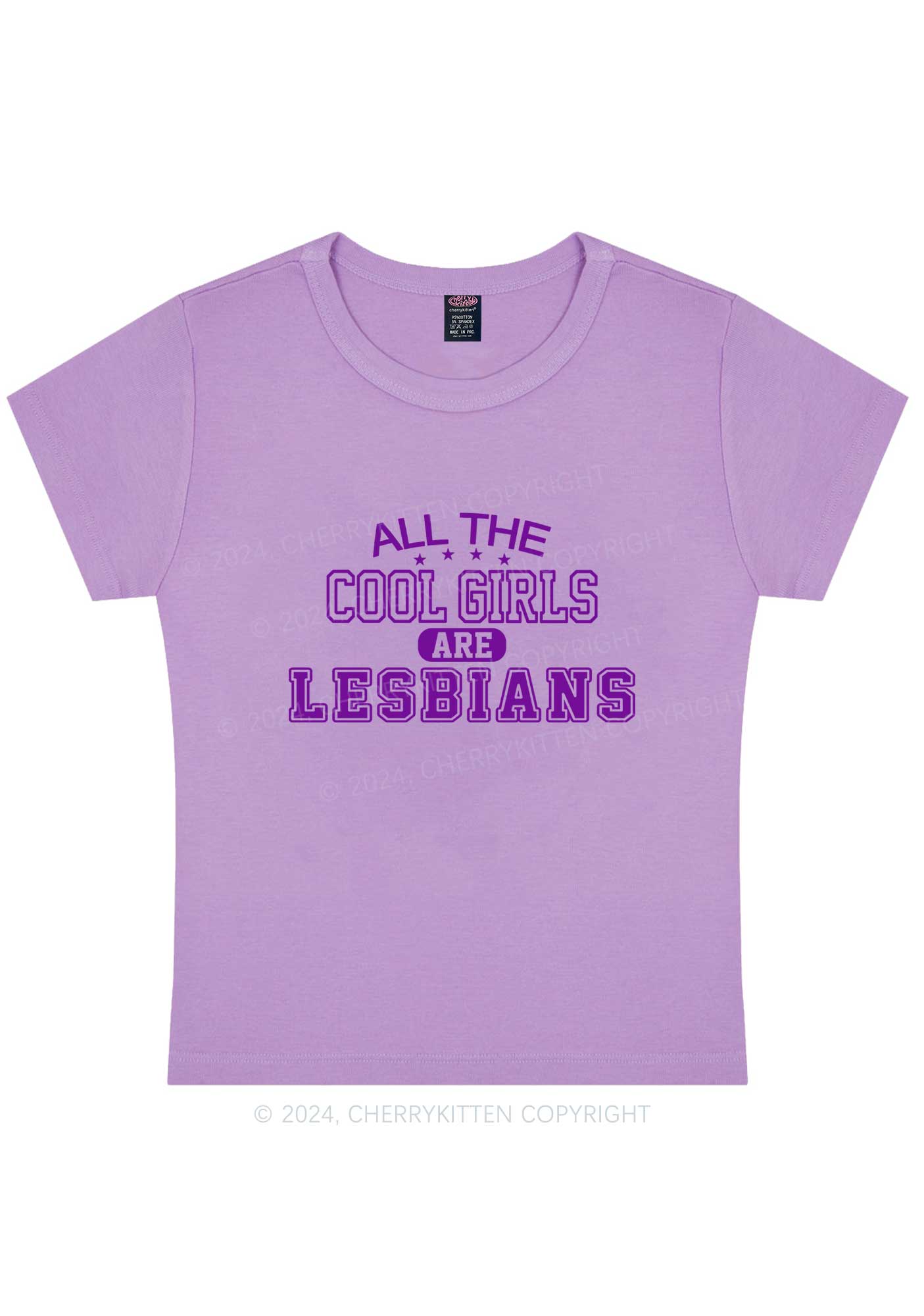 Curvy Cool Girls Are Lesbians Y2K Baby Tee Cherrykitten