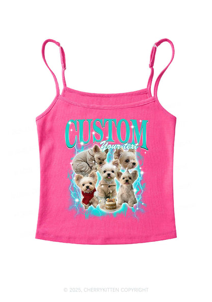 Custom Sparkle Dog Photo Y2K Spaghetti Strap Cami Cherrykitten