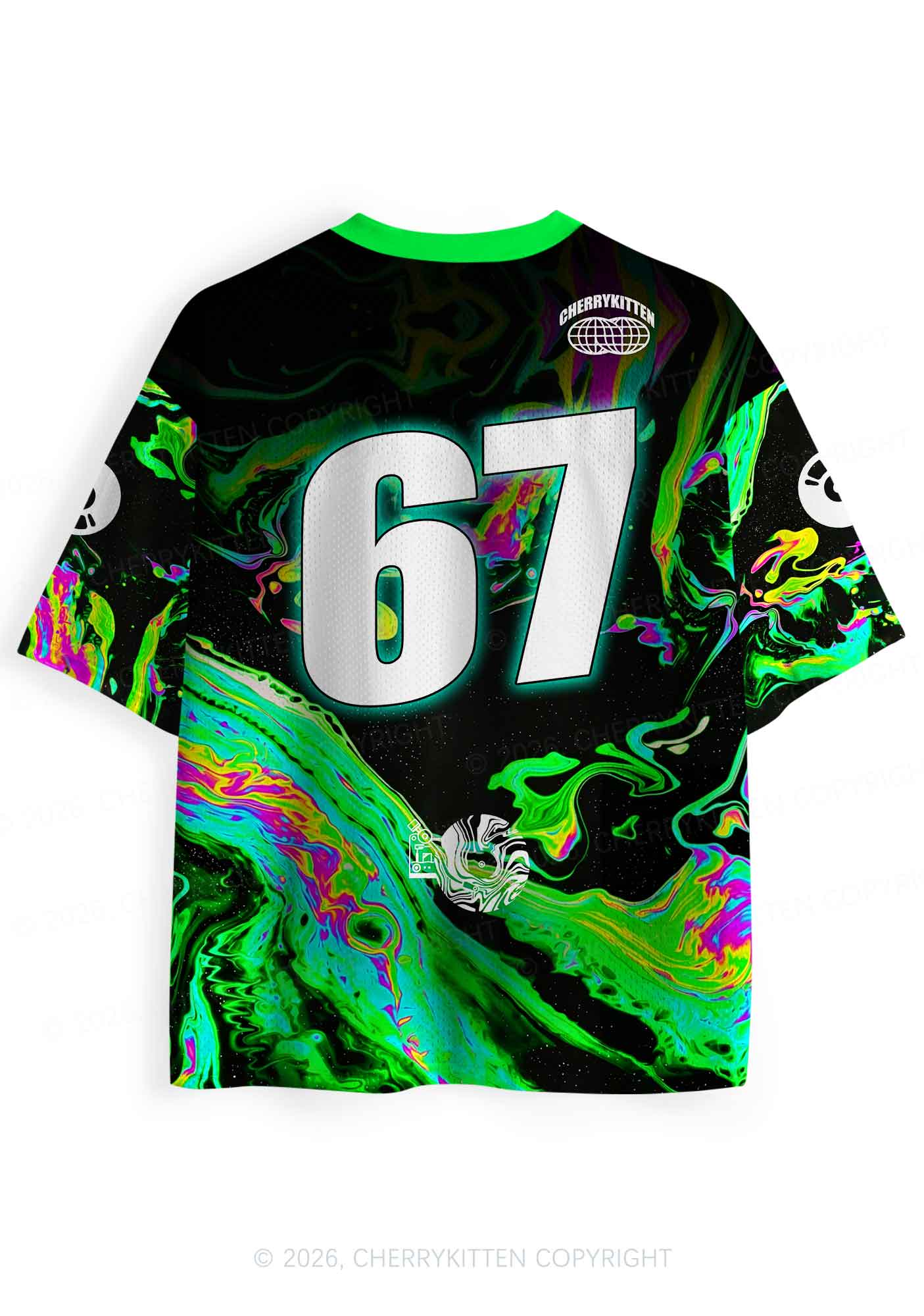 Green Liquid Swirl I Love Techno Slxts Y2K Sport Jersey Shirts Cherrykitten