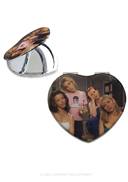 Girl Puzzled Y2K Folding Makeup Mirror Cherrykitten