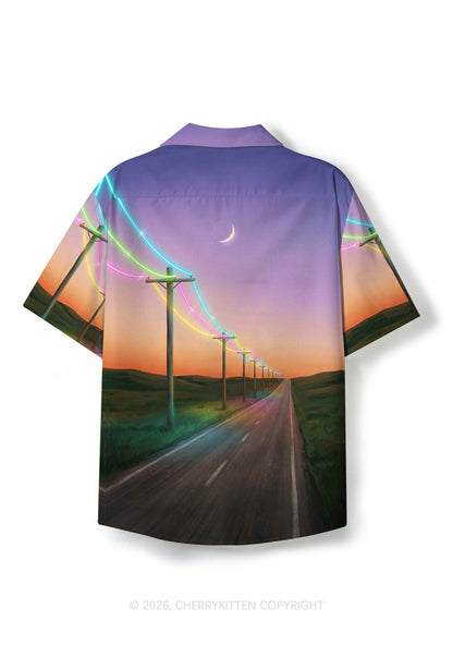 Sunset Highway Y2K Print Hawaiian Shirt Cherrykitten