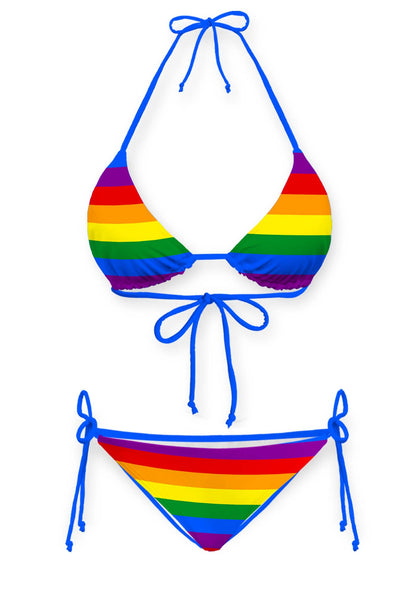 Rainbow Stripes Pride Y2K Print Bikini Set Cherrykitten