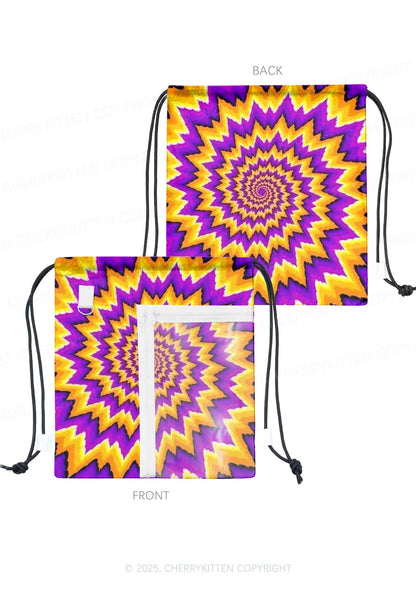 Yellow Purple Optical Illusion Y2K Drawstring Itabag Backpack Cherrykitten