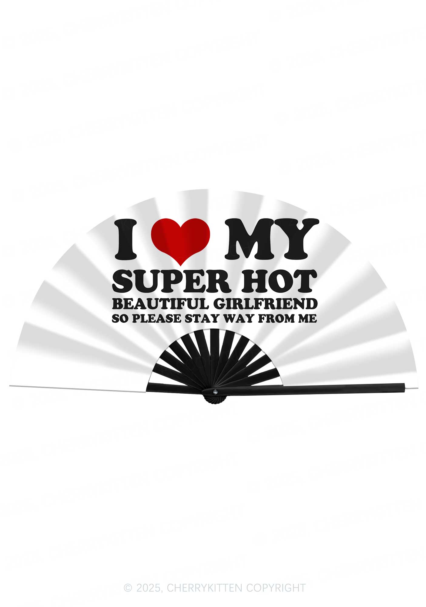 Love My Super Hot GF Valentine's Day Y2K Rave Hand Fan Cherrykitten