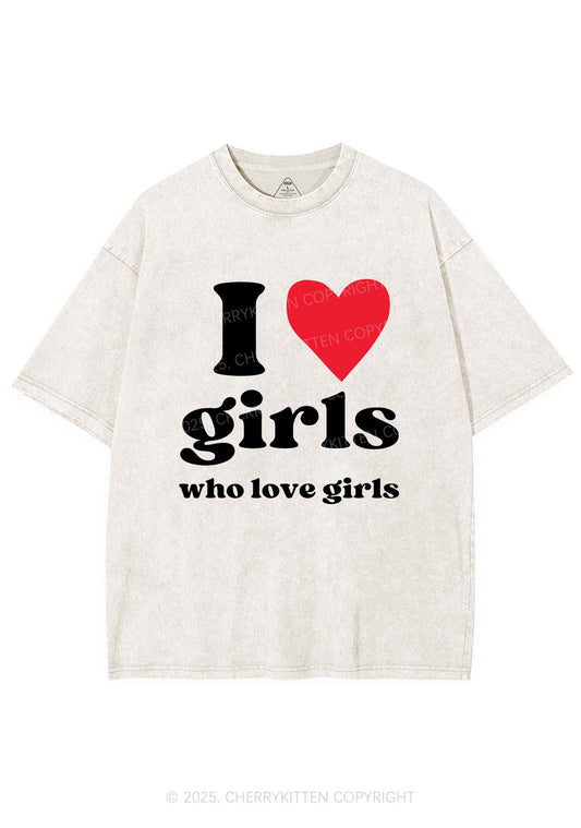 Girls Love Girls Pride Y2K Shirts Washed Tee Cherrykitten