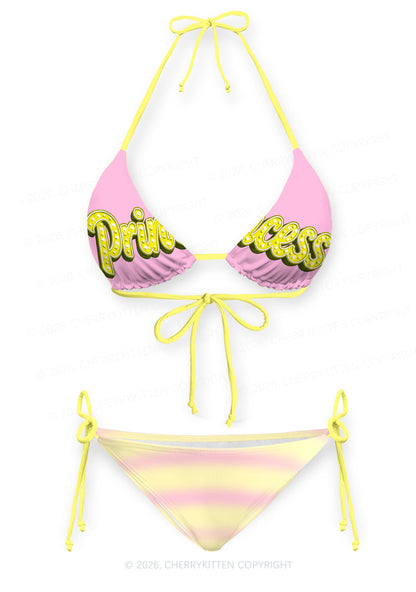 Pink Yellow Gradient Princess Y2K Print Bikini Set Cherrykitten