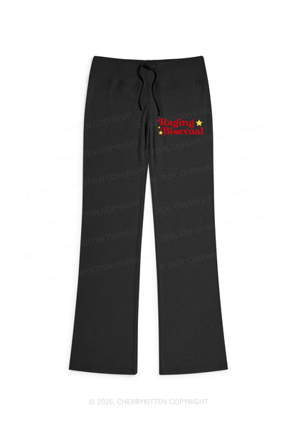 Raging Bisexual Pride Y2K Low Rise Drawstring Flare Pants Cherrykitten