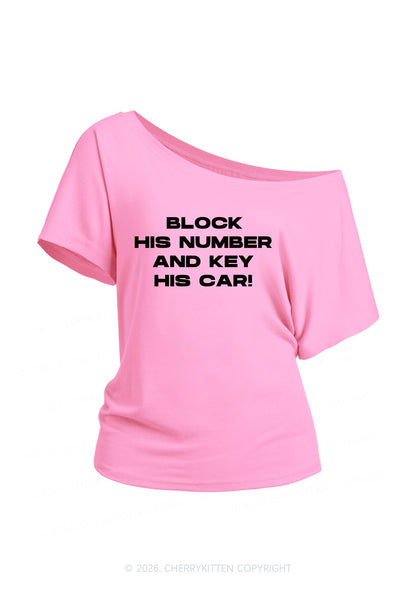 Block His Number Y2K Off Shoulder Tee Cherrykitten