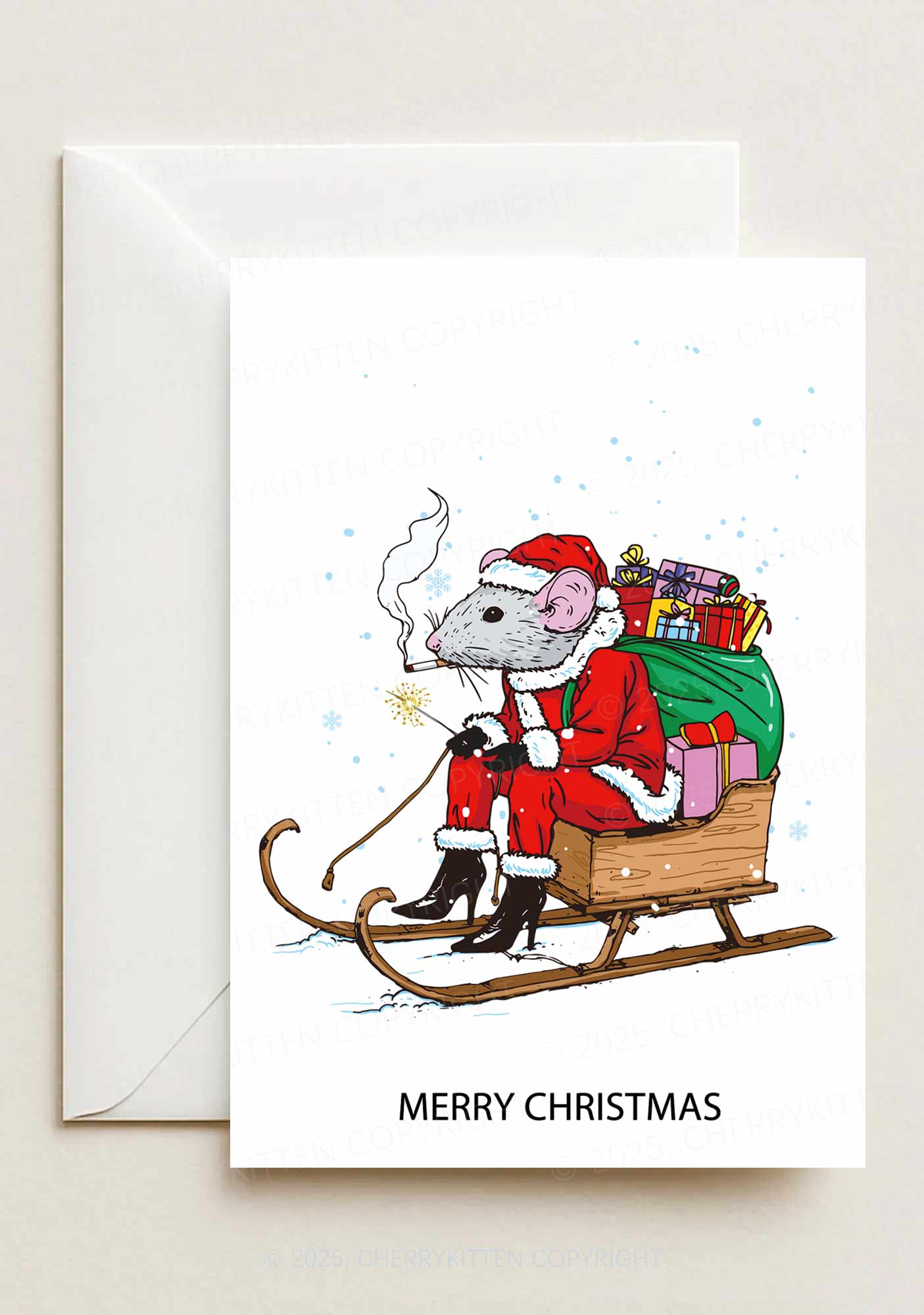 Merry Christmas Rat Gift Card