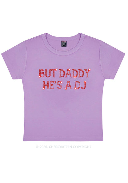 Rhinestone But Daddy Hes A Dj Y2K Baby Tee Cherrykitten