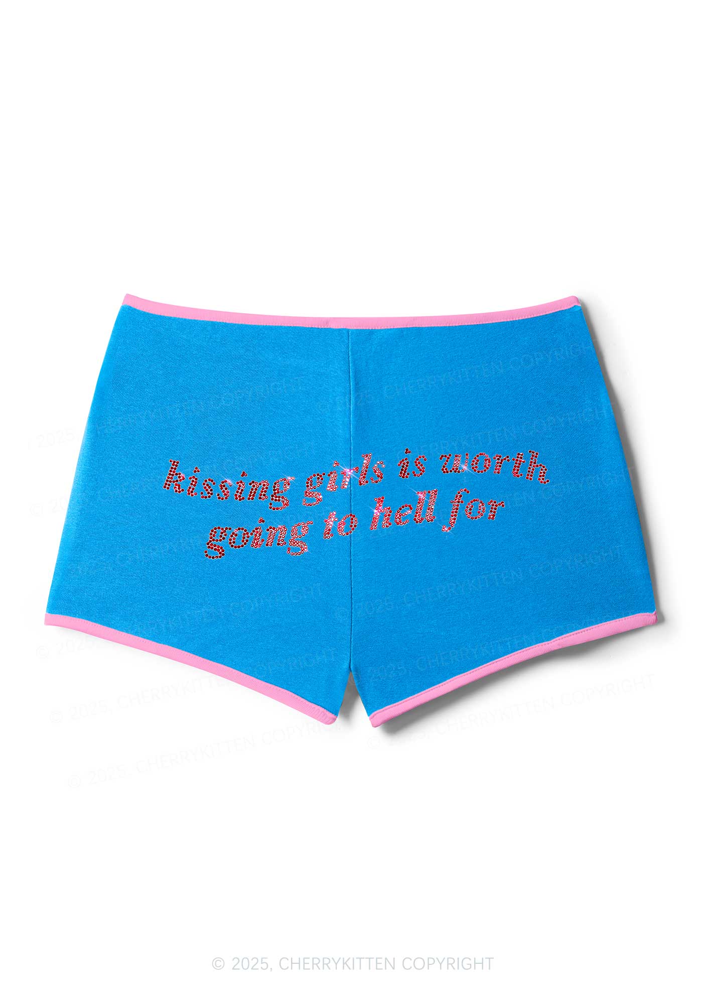 Rhinestone Kissing Girls is Worth Pride Y2K Booty Shorts Cherrykitten
