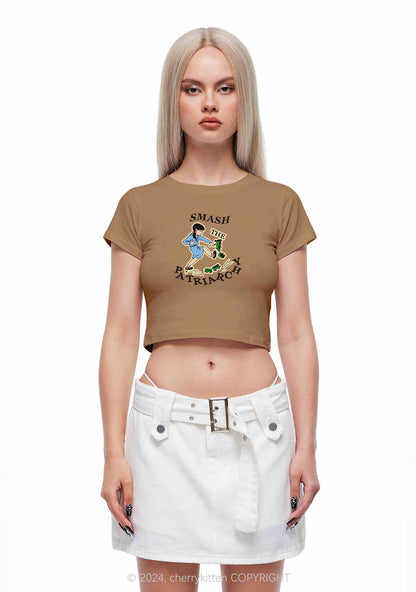 Smash The Patriarchy Y2K Baby Tee Cherrykitten