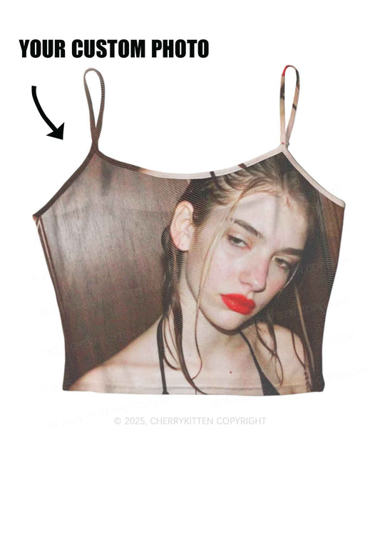 Custom Personalized Photo Y2K Mesh Cami Tank Cherrykitten