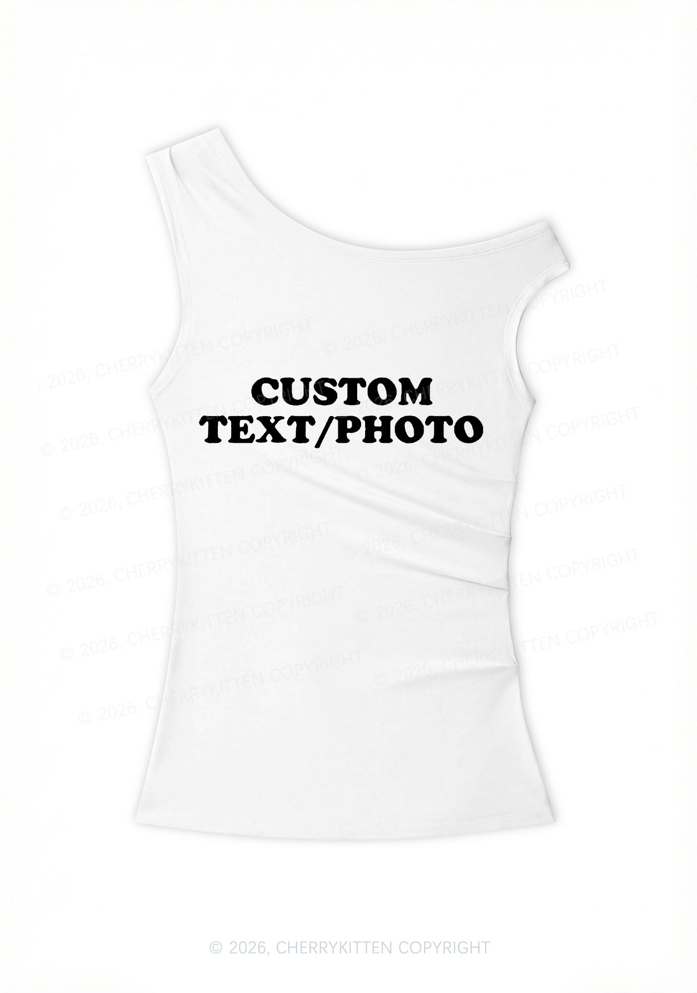 Custom Personalized Text Y2K Off Shoulder Tank Top Cherrykitten