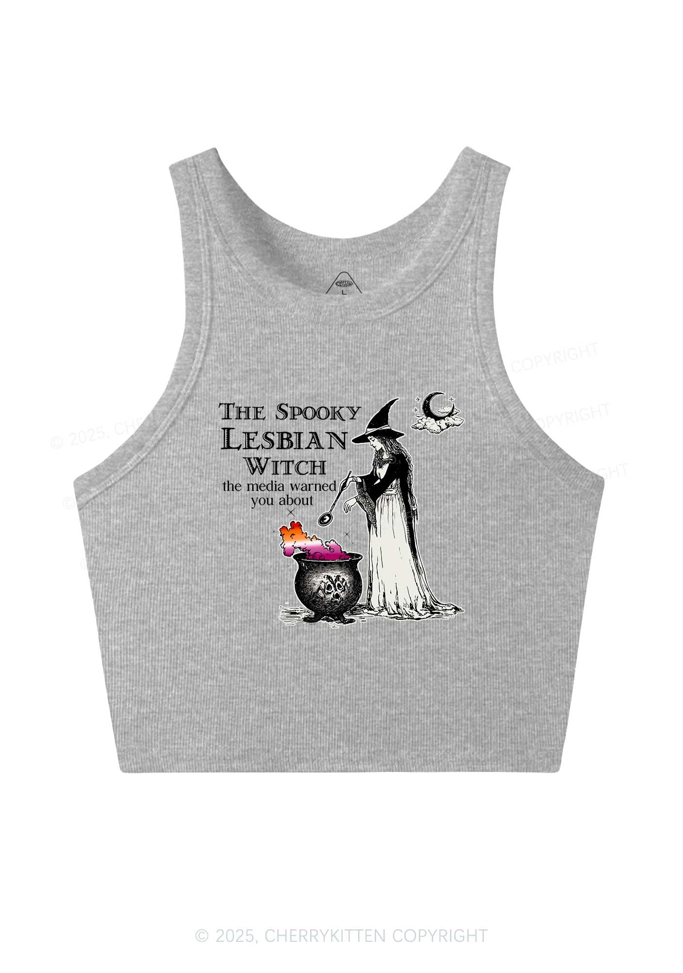 The Spooky Lesbian Witch Y2K Crop Tank Top Cherrykitten