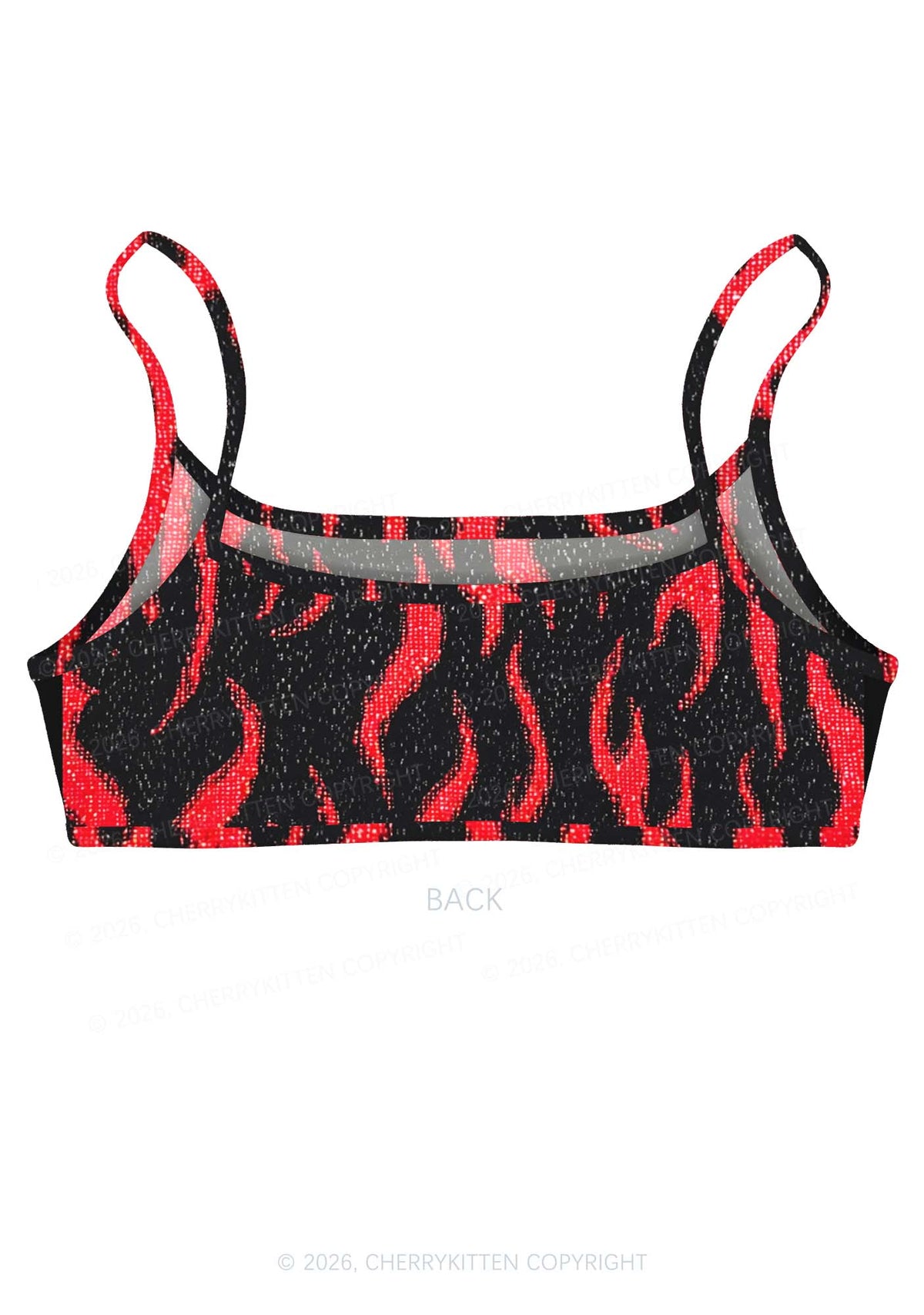 Red Flame Y2K Print Super Crop Cami Cherrykitten