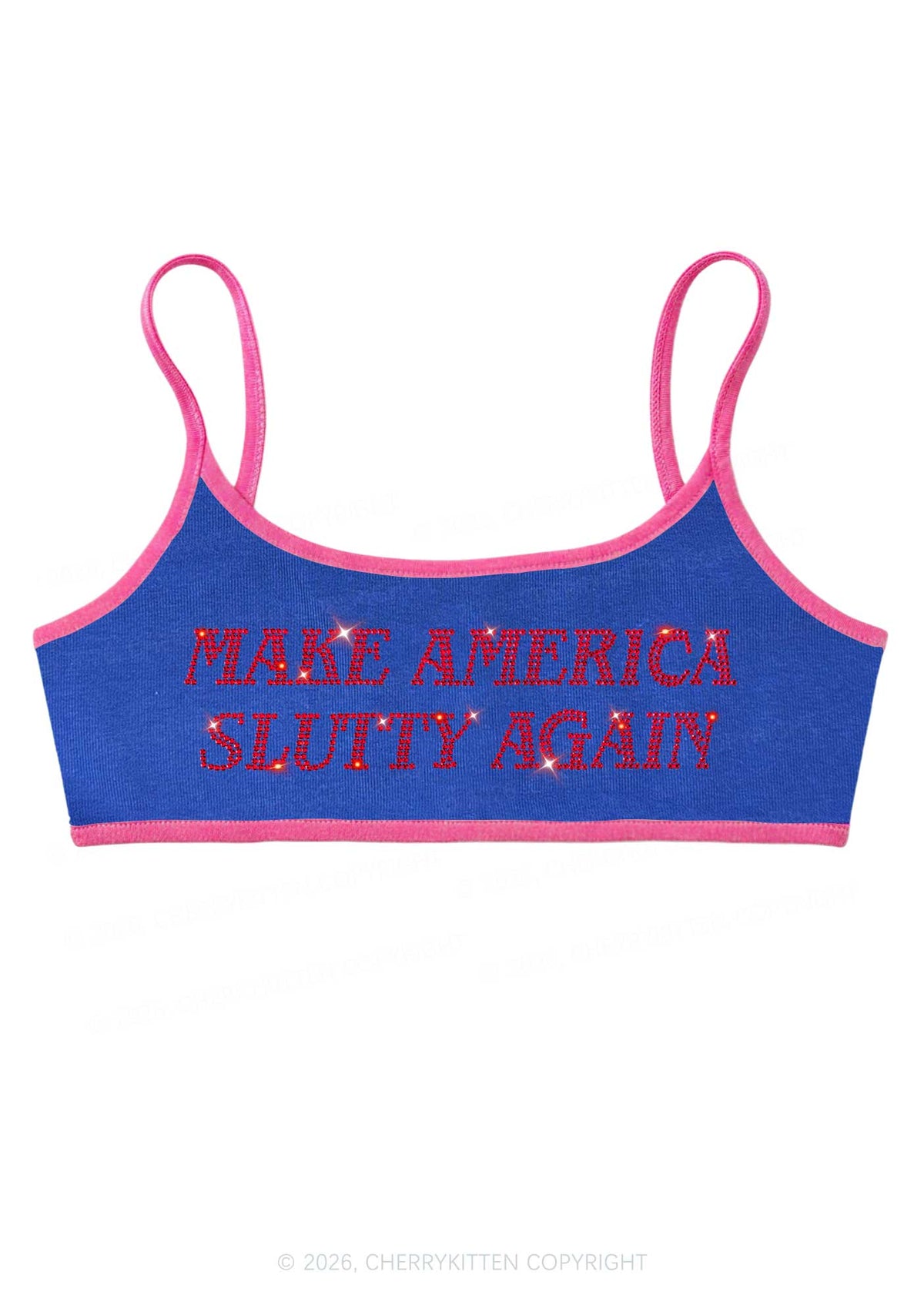 Rhinestone Make America Slxtty Y2K Super Crop Cami Cherrykitten