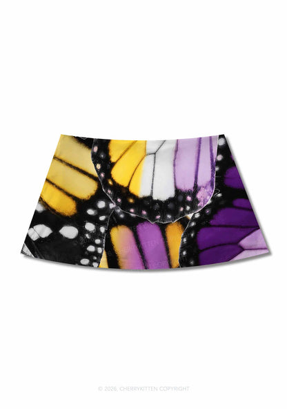 Nonbinary Butterfly Wing Pride Y2K Print Mini Skirt Cherrykitten